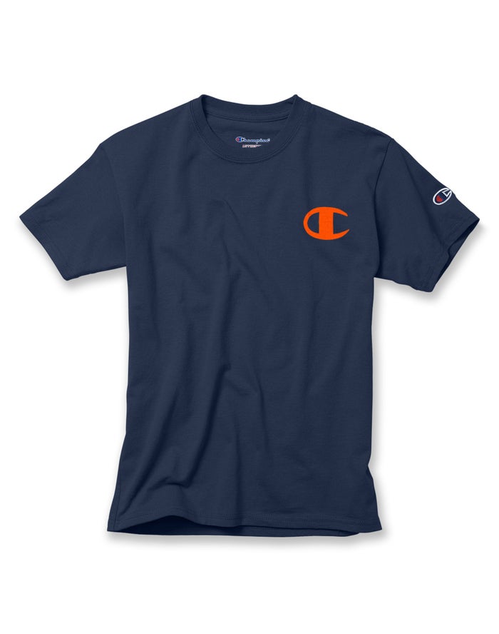 Champion Boys T-Shirt NZ - Cotton Logo Pieces Navy ( 1087-PLUKH )